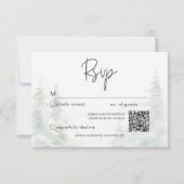 Rustikale Winterlandschaft Wasserfarbe QR Code RSVP Karte (Vorderseite)