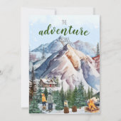 Rustikale Winterlodge im Gebirge Save the Date Einladung (Rückseite)