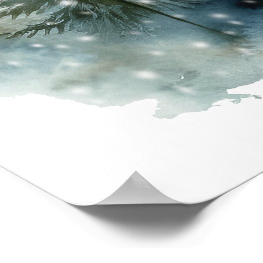 rustikale Wintermistbäume Hochzeitskarte Poster (Ecke)