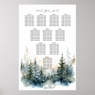 rustikale Wintermistbäume Hochzeitskarte Poster
