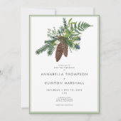 Rustikale Winterpine & Berries Spray Wedding Einladung (Vorderseite)