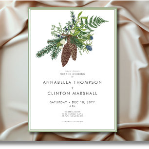 Rustikale Winterpine & Berries Spray Wedding Einladung
