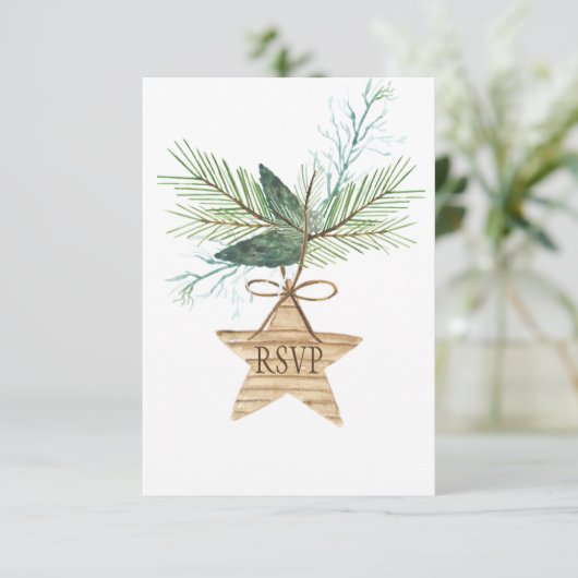 Rustikale Winterpine Branchen Star UAWG RSVP Karte (Stehend Vorderseite)