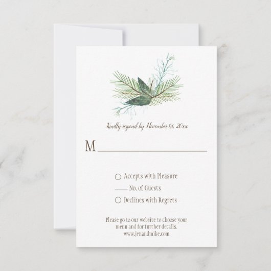 Rustikale Winterpine Branchen Star UAWG RSVP Karte (Rückseite)