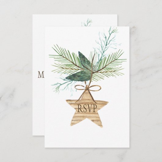 Rustikale Winterpine Branchen Star UAWG RSVP Karte (Vorne/Hinten)