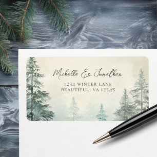 Rustikale Winterpine Forest Woodland Hochzeit Adre Adressaufkleber