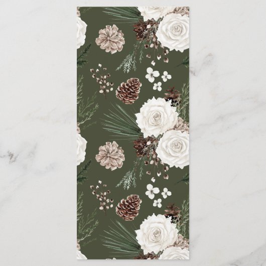 Rustikale Winterpine-Hochzeit Menükarte (Rückseite)