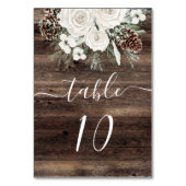 Rustikale Winterpine-Hochzeit Tischnummer (Rückseite)