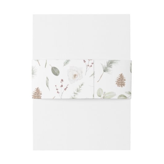 Rustikale Winterpine-Muster handgemachte Hochzeit Einladungsbanderole (Rückseitenbeispiel)