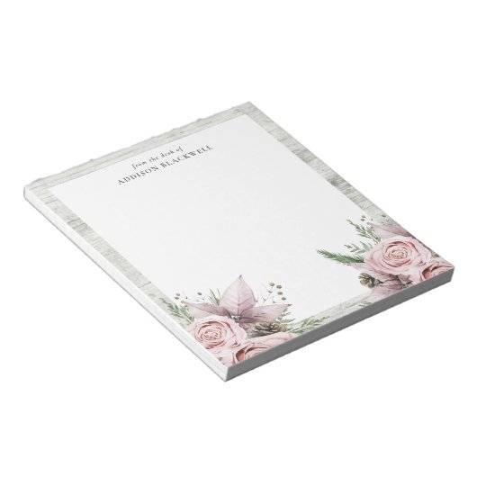 Rustikale Winterpine Rosa Blume Notizblock (angewinkelt)