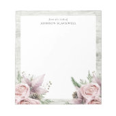 Rustikale Winterpine Rosa Blume Notizblock (Vorderseite)