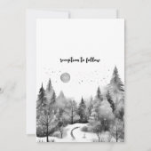 Rustikale Winterpine-Schnee Outdoorsy-Hochzeit Einladung (Rückseite)