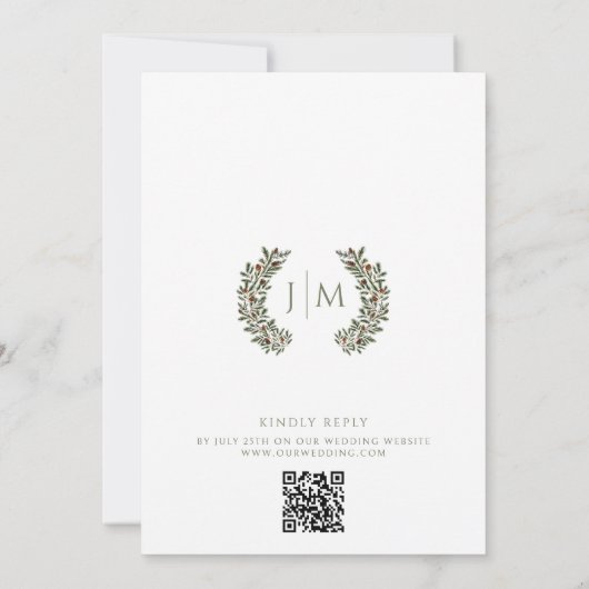 Rustikale Winterpine Tree Cones Boho Wedding QR Einladung (Rückseite)