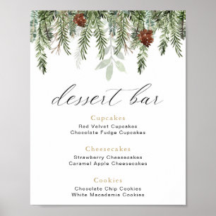 Rustikale Winterpinien Dessert Bar Schild