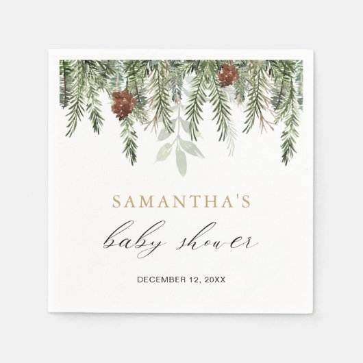 Rustikale Winterpinienhaine Serviette (Vorderseite)