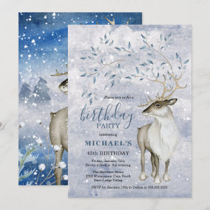 Rustikale Winterrendeer Geburtstagsparty Einladung