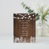 Rustikale Wintersaitenleuchten aus Holz Save the D Ankündigungspostkarte (Stehend Vorderseite)