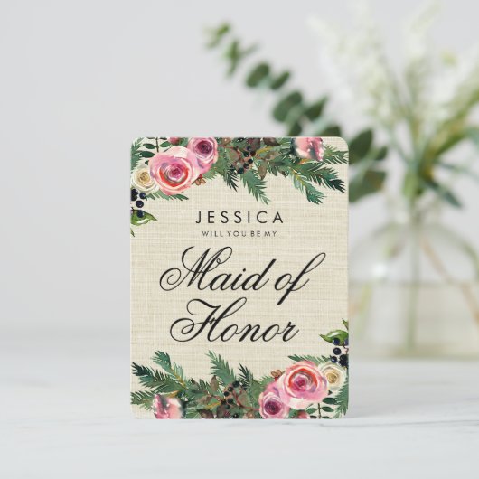 Rustikale Winterschlacht wird meine Trauzeugin sei Einladung (Stehend Vorderseite)