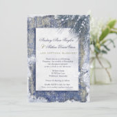Rustikale Winterschnee-Barnwood-Hochzeit Einladung (Stehend Vorderseite)
