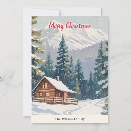 Rustikale Winterschnee Landhaus Weihnachten (Vorderseite)