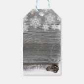 Rustikale Winterschneeflocken aus Holz und Pinecon Geschenkanhänger (Rückseite)