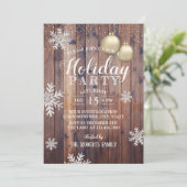 Rustikale Winterschneeflocken-Feier Einladung (Stehend Vorderseite)