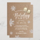 Rustikale Winterschneeflocken Feiertag Kraft Einladung (Vorne/Hinten)