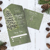 Rustikale Winterschneeflocken Grüne Weihnachtsfeie All In One Einladung