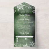 Rustikale Winterschneeflocken Grüne Weihnachtsfeie All In One Einladung (Innen Boden)