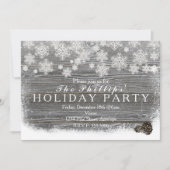 Rustikale Winterschneeflocken & Pinecones Einladun Einladung (Vorderseite)
