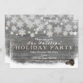 Rustikale Winterschneeflocken & Pinecones Einladun Einladung (Vorne/Hinten)