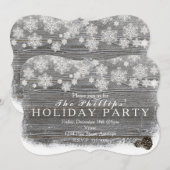 Rustikale Winterschneeflocken & Pinecones Einladun Einladung (Vorne/Hinten)