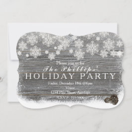 Rustikale Winterschneeflocken & Pinecones Einladun Einladung