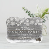 Rustikale Winterschneeflocken & Pinecones Einladun Einladung (Stehend Vorderseite)