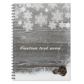 Rustikale Winterschneeflocken & Pinecones Notebook Notizblock (Vorderseite)
