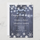 Rustikale Winterschneeflocken-Verlobungsparty Einladung (Vorderseite)