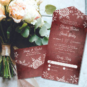 Rustikale Winterschneeflocken Weihnachten Rote Wei All In One Einladung