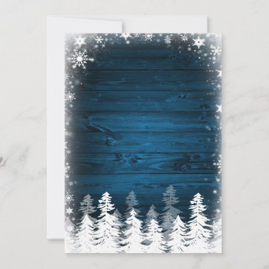 Rustikale Winterschneeflockenhochzeit Einladung (Rückseite)