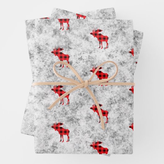 Rustikale Winterschneeflurries Textur Elche Geschenkpapier Set (Beispiel)