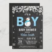 Rustikale Winterschneemann-Kinderdusche Einladung (Vorne/Hinten)