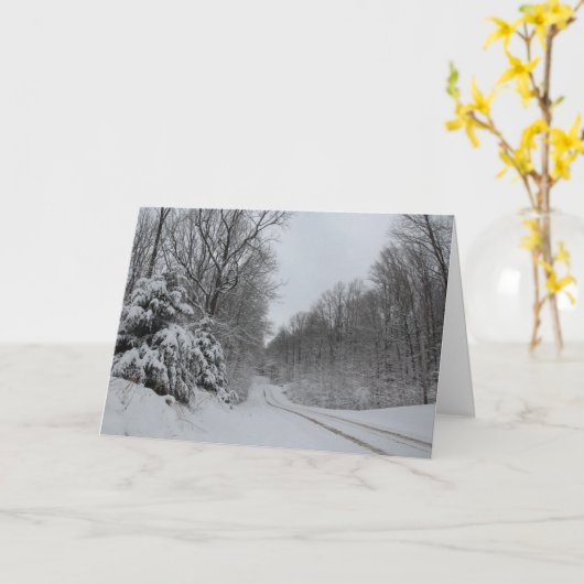 Rustikale Winterschneeszene Blank im Inneren Karte (Gelbe Blume)