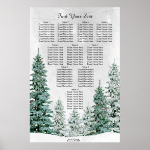 rustikale Winterschneeszene Hochzeitskarte Poster