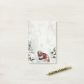 Rustikale Winterschneeszene mit Bären Post-it Klebezettel (Auf Schreibtisch)