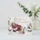 Rustikale Winterschneeszene mit Wildbär Postkarte (Stehend Vorderseite)