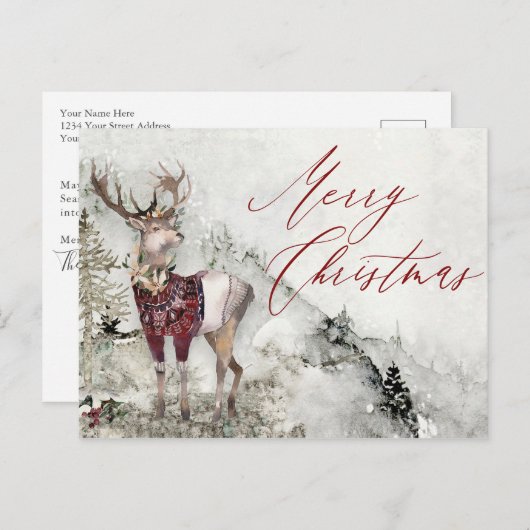 Rustikale Winterschneezeit Postkarte (Vorne/Hinten)