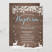 Rustikale Wintertaubentaufe Einladung (Vorne/Hinten)