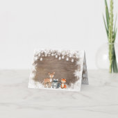 Rustikale Wintertiere Waldland geflochten Dankeskarte (Rückseite)