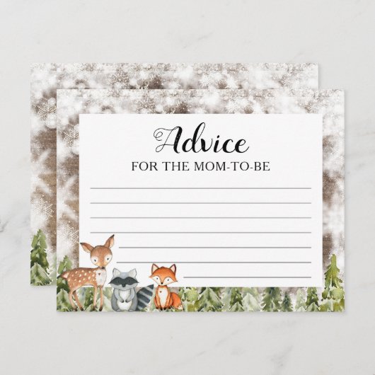 Rustikale Wintertiere Waldlandberatung für Mami Begleitkarte (Vorne/Hinten)