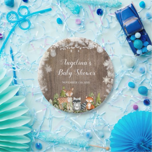 Rustikale Wintertiere Woodland Geburtstag Pappteller (Party)