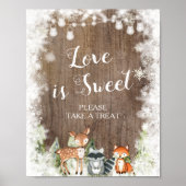 Rustikale Wintertiere Woodland Liebe ist Sweet Bab Poster (Vorne)